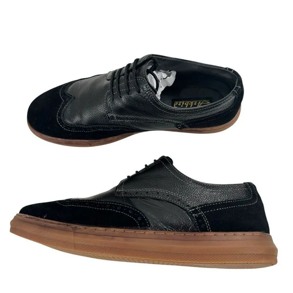 Arkbird Wingtip Black Leather/Suede Oxfords Men’s Size 9